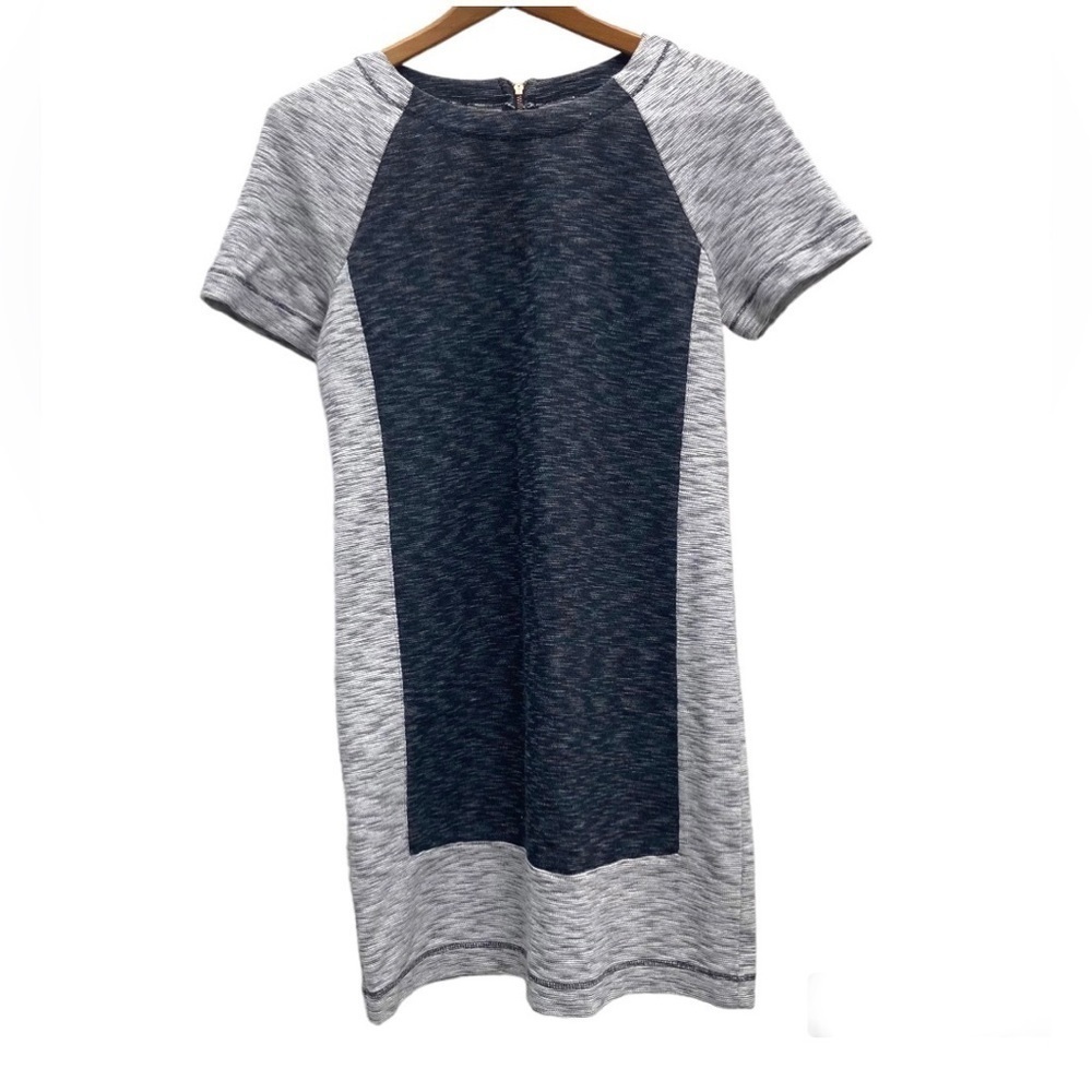 Lou & Grey Dress Grey & Dark Grey Raglan Short Sleeve Sheath Stretch Size Small